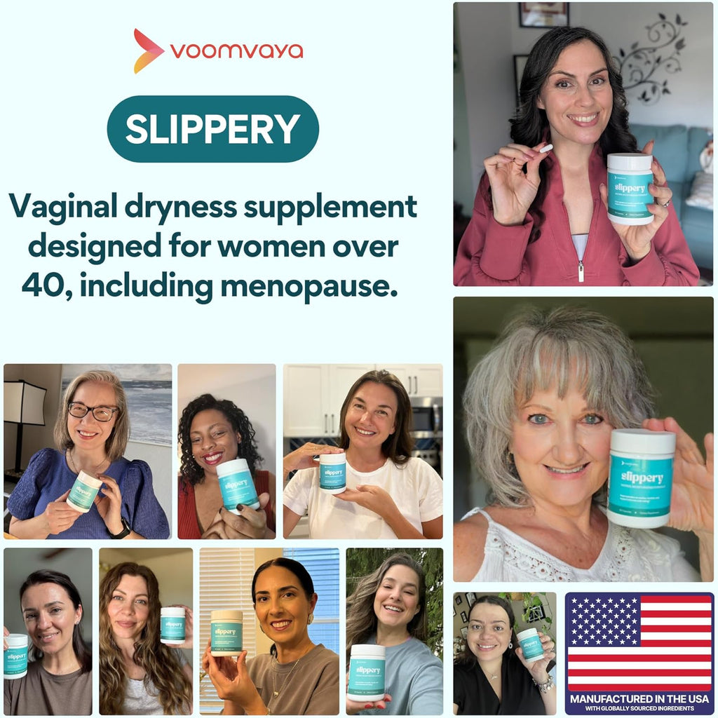 VoomVaya Vaginal Moisturizer - Slippery Elm Relief for Women Over 40 | 60 Capsules for Dryness