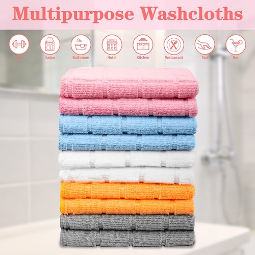 HOMERHYME Microfiber Washcloths, 50 Pack Wash Cloths Face Towel, Soft Lint Free Quick Dry Gym Towels, Absorbent Multi-Purpose Hand Towels for Bathroom Kitchen Salon Spa, Multicolor