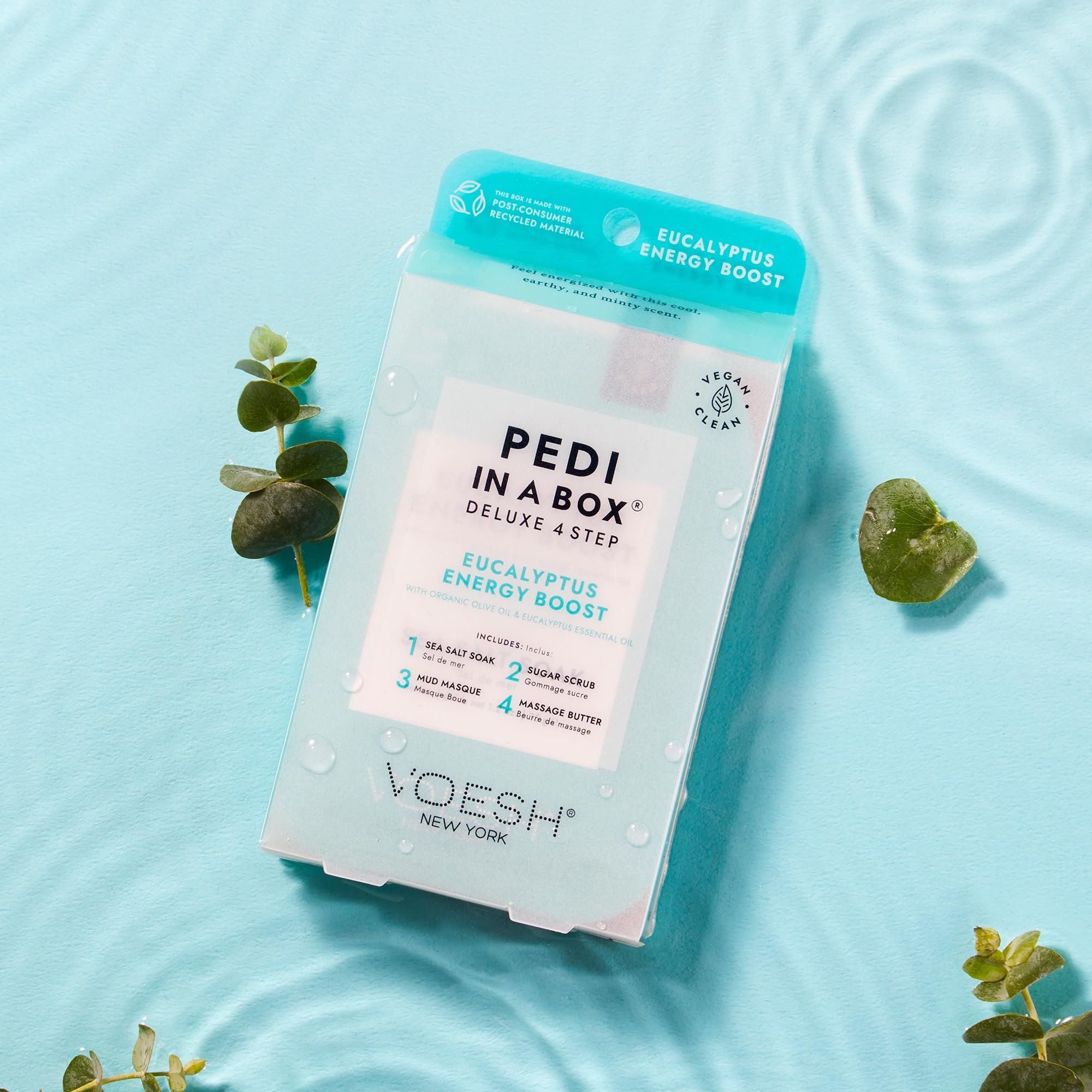 VOESH Pedi in a Box 4 Step Fresh Trio - 3 Pack of Ocean Refresh, Eucalyptus Energy Boost, & Cucumber Fresh Pedicure Set, DIY Pedi, Foot Spa