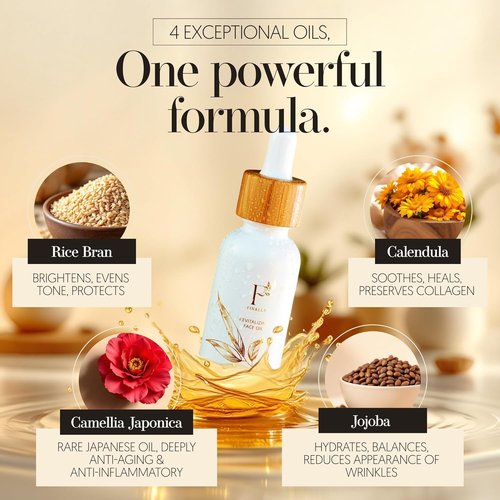 Finally 100% Organic Tsubaki Face Oil - Hydrating Under-Eye Serum for Glowing Skin & Even Tone