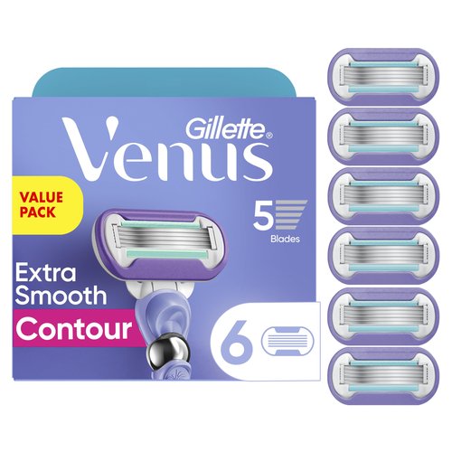 Gillette Venus Deluxe Smooth Swirl Womens Razor Blade Refills, 6 Count, Moisture Ribbon to Protect Against Irritation, Holiday Gifts for Women