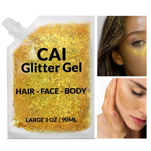 Face, Body & Hair Glitter Gel – Halloween Glitter for Kids and Women – 3 Oz Cosmetic-Grade Gel w/Moon & Stars for Festivals & Halloween Party, Easy Apply & Wash Off - Unicorn 5Pack