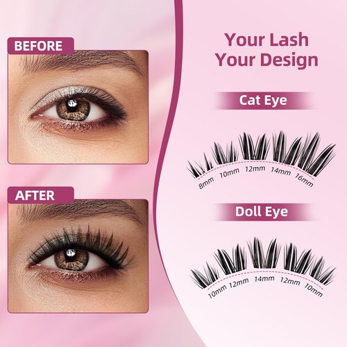Dramatic Volume Lash Clusters, 0.05mm Thin Band 8-18mm C Curl, DIY Lash Extension Reusable, FayJoo BOLDEE 11 Lash Only