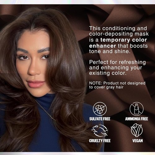 IGK Brown Bella Color Depositing Hair Mask - Chocolate Brown Semi-Permanent Conditioner + Gloss Toner | Hydrating + Shine-Enhancing | Vegan + Cruelty-Free | 6 oz