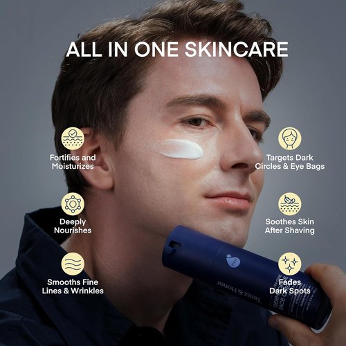 Terez & Honor 6-in-1 Face Cream for Men - Korean Anti-Aging Moisturizer with Niacinamide & Bakuchiol - 2.8 oz
