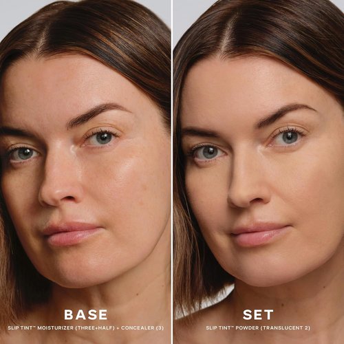 Saie Slip Tint Baked Setting Powder - Translucent Face Makeup for Natural Radiance - Light to Medium (0.24 oz)