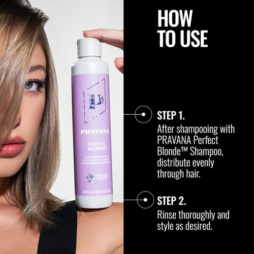 PRAVANA The Perfect Blonde Purple Toning Conditioner - Neutralizes Brassy Tones | Enhances Shine & Protection | Vegan & Cruelty-Free