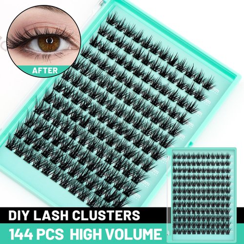 Bodermincer Eyelashes Clusters 10-12-14mm Mixed/12-14-16mm Mixed/14-16-18mm Mixed/16-18-20mm Mixed Nature D Curl False Lashes Cluster Eyelashes (14-16-18mm Mixed)