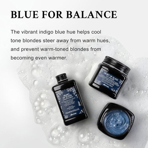 Davines Heart of Glass Silkening Shampoo - Enhancing Blue Shampoo for Blonde & Silver Hair | Gentle Cleanser with Jagua Blue Extract