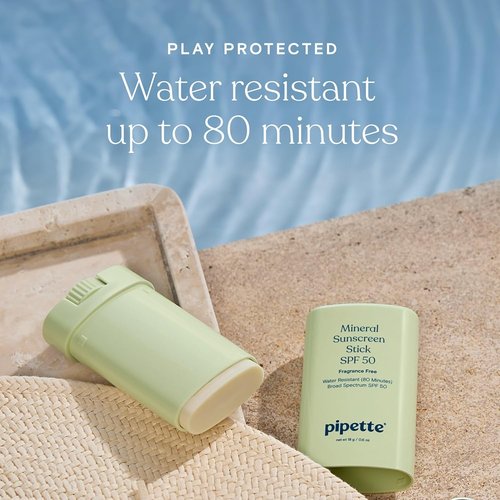 Pipette Baby Mineral Sunscreen Stick SPF 50 - Water-Resistant Zinc Oxide Formula | 0.6 oz Travel Size