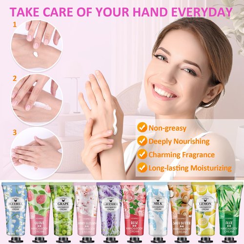 VESPRO 70 Pack Hand Cream Set, Easter Basket Stuffers, Mothers Day Gifts, Bulk Hand Lotion Travel Size for Dry Cracked Hands, Mini Hand Lotion for Bridal Shower Gifts and Teacher Nurse Gifts