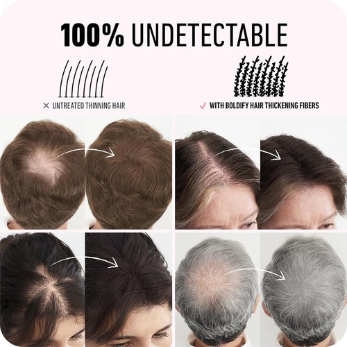 BOLDIFY Hair Fibers - Instantly Thicker & Fuller Hair for Thinning Areas - 28g - Black Shade