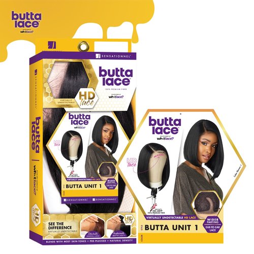 Sensationnel Butta Lace Wigs - Unit 1 Extra Wide 5 Inch Deep Parting Synthetic Preplucked Hairline Glueless Lacefront (1B OFFBLACK)