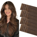 COOKAYU Invisible Tape in Human Hair Extensions, Medium Brown Injected Tape ins Real Human Hair Seamless Extensions 20pcs 30g 14Inch