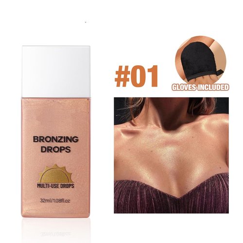 MAEPEOR Bronzing Drops - Sunny Glow Liquid Bronzer for Face & Cheeks | No Transfer, Instant Sun-Kissed Look (Color 01)