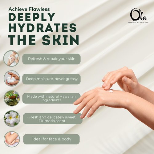 OLA TROPICAL APOTHECARY Plumeria Body Lotion – Natural Hydrating Floral Lotion with Tropical Oils & Plant Extracts – Plumeria Scented Moisturizing Body Lotion for Dry Skin – 8.45 fl oz