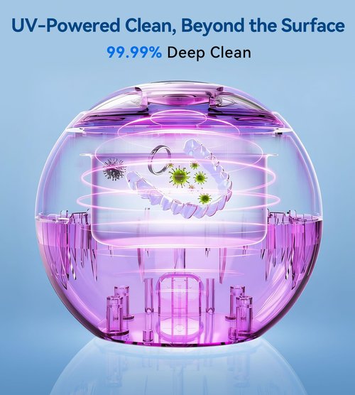 Ultrasonic Retainer Cleaner, 45kHz Retainer Cleaner Machine with Digital Timer & 4 Modes, 200ML Portable Dental Cleaning Pod for Aligners, Dentures, Night Guards, Braces, Jewelry, Black