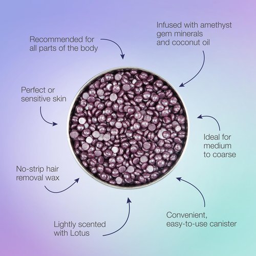 Satin Smooth, Hair Removal Wax, Thin Film Flex Pebbles Wax™, Amethyst Crystal Flex Hard Wax Beads – for Sensitive Skin & Fine to Medium Hair, 23 oz