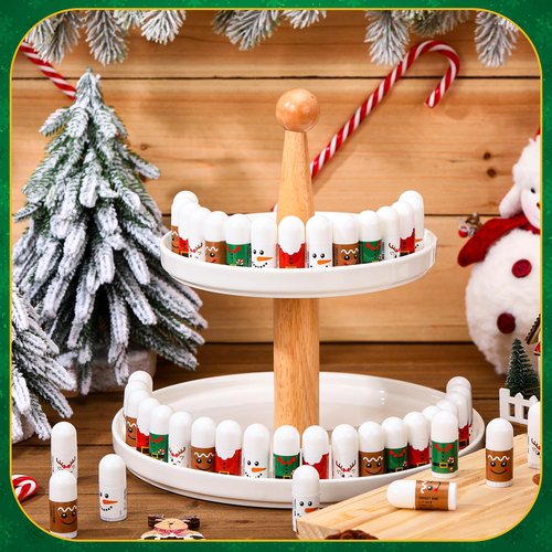 50 Pcs Christmas Lip Balm Bulk Mini Candy Cane Peppermint Flavor Lip Balms Bulk Christmas Stocking Stuffers Xmas Party Gifts Small Thank You Employee Appreciation Gifts for Women Men (Xmas Character)