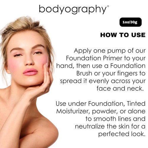 BODYOGRAPHY Foundation Primer - Flawless Anti-Aging Makeup with Vitamin E & Jojoba Oil | 1 oz, Gluten-Free & Cruelty-Free