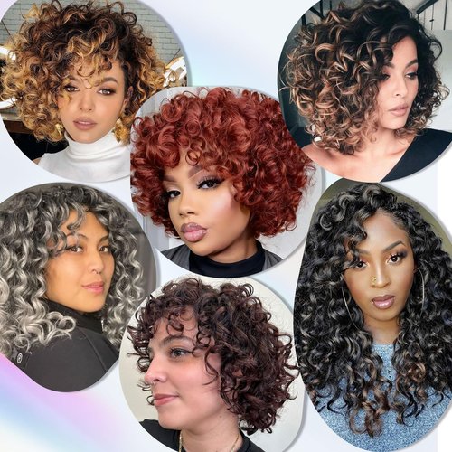 Ocean Wave Crochet Hair Pre Looped GoGo Curl Crochet Braids 12 Inch Ombre Brown Blonde Curly Hair Crochet Deep Water Wave Beach Curl Synthetic Braiding Hair Extensions 7 Packs 1B/30/27