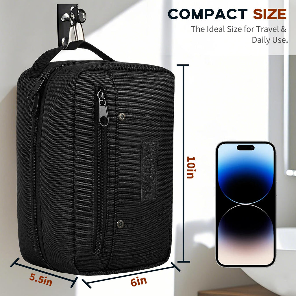 Wrangler Toiletry Bag for Men, Travel Shaving Dopp Kit, Oxford Fabric Tech Kit Bathroom Organizer, Gifts for Men