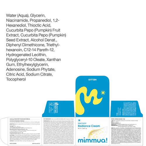 mimmua! NIACINDY Radiance Capsule Cream | Liposomal NAD + 10% Niacinamide +Thioctic Acid | Dark Spot Remover & Anti-Aging Moisturizer | Korean Clinical Formula for Radiant Skin | 50ml / 1.59 FL OZ