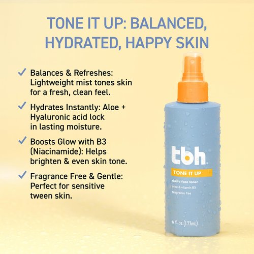 TBH Hydrating Toner for Kids – Gentle, Alcohol Free Toner for Sensitive Skin – Clean Kids Face Product with Aloe & Hyaluronic Acid – Safe for Girls & Boys - 6 oz