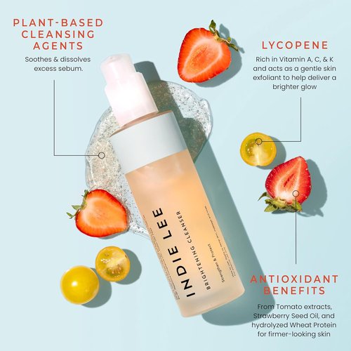 Indie Lee Brightening Facial Cleanser - Hydrating Makeup Remover & Exfoliating Face Wash for Dry Skin | 4.2oz