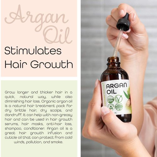 Premium Nature Argan Oil - 100% Pure Cold Pressed Hair Serum for Growth & Moisture | 4 oz
