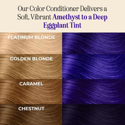 INH Semi Permanent Hair Color - Amethyst Dark Purple Hair Dye | Vegan, No Bleach, 6oz Conditioner