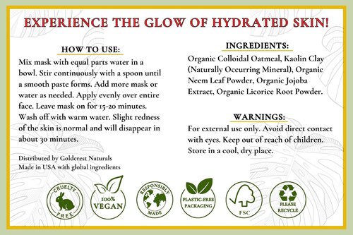 Moisturizing Face Mask by Organic & Natural Skincare | Hydrates & Softens Dry Skin - 7 oz