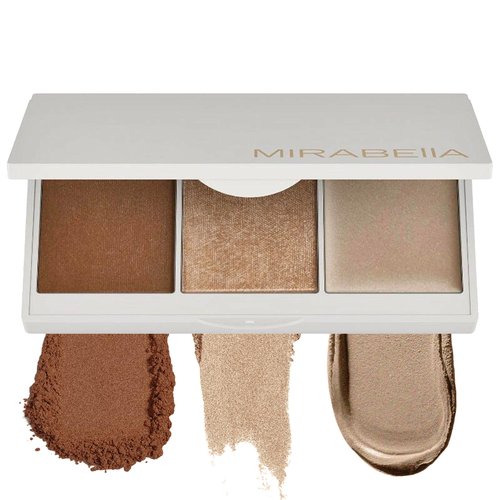 MIRABELLA - Megastar Pro Face Trio Powder Contour Palette with Bronzer, Cream Highlighter & Contour Powder, Lightweight Buildable 3-in-1 Highlighters Makeup for a Sculpted Look, All Skin Types