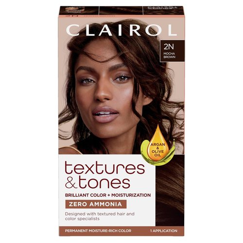 Clairol Textures & Tones Permanent Hair Dye - 2N Mocha Brown Color | Single Pack