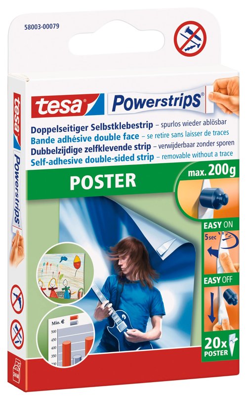 tesa UK POWERSTRIPS POSTER 20x, white, 58003-00079-04