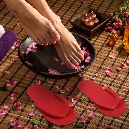 Janmercy 90 Pairs Pedicure Slippers for Guests Foam Disposable Flip Flops Pedicure Shoes Sandals Bulk for Women Spa Party Supplies, 6 Colors, 4. 53 x 10. 43 Inches(Multi Color)