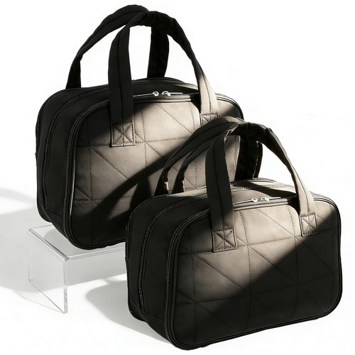 LSCSJUNS 2Pack Travel Toiletry Bag, 10L Wet Dry Separation Toiletry Bag With Handle, Waterproof Two Way Zipper Cosmetic Travel Large Capacity Compartmental Makeup Organizer Bag for Travel Trip