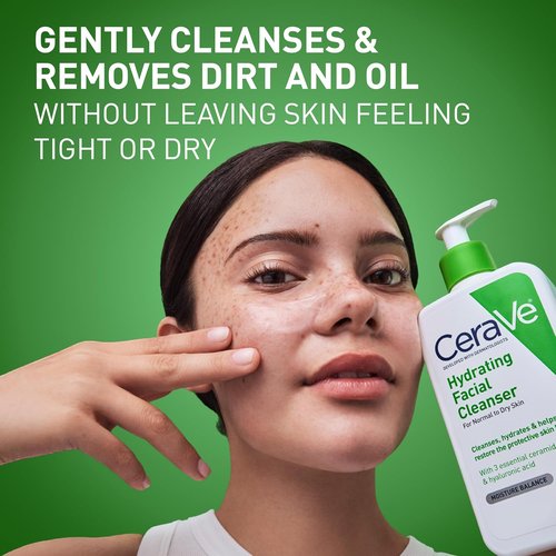CeraVe Hydrating Facial Cleanser - Moisturizing Face Wash with Hyaluronic Acid & Ceramides for Dry Skin