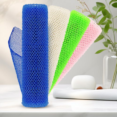 SpiralScgv 4 Pieces African Net Sponge – Premium African Net Sponge for Deep Exfoliation Quick-Dry and Reusable Mesh for Smooth Skin（Black Blue White Pink）