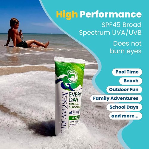 SPF 45 Every Day Kids Mineral Sunscreen - Biodegradable, Paraben-Free & Reef Safe | 2.5 Fl Oz Non-Greasy Protection for Face & Body