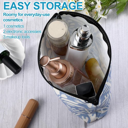 Sunnymove 4 Pack Coastal Cosmetic Bags Beach Themed Gifts Starfish Seashell Conch Coral Makeup Pouches Zippered Travel Toiletry Bags for Women Beach Summer Trip Organizer Set(Fresh)