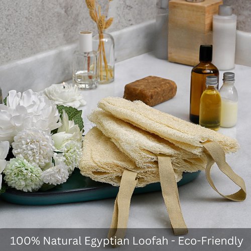 Natural Egyptian Loofahs Exfoliating Scrubber for Shower, Natural Loofah Sponge Body Scrubber, Deep Clean & Invigorate Your Skin, for Men and Women (Natural Loofah, 3, Count)