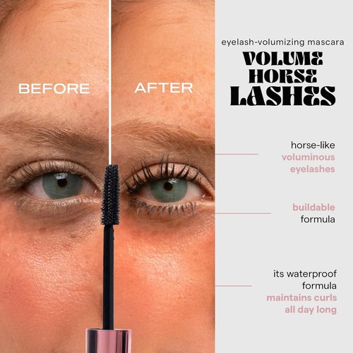 SARELLY Horse Lashes Mascara - Waterproof Volumizing & Lengthening Formula | Vegan & Cruelty-Free