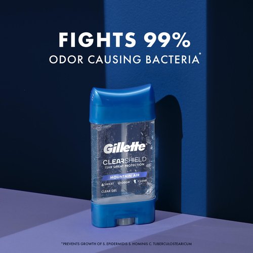 Gillette Antiperspirant and Deodorant for Men, 72hr Sweat & Odor Protection, Long Lasting Freshness, Anti-White Mark Technology, Clear Gel, Mountain Air Scent, 3.8 oz