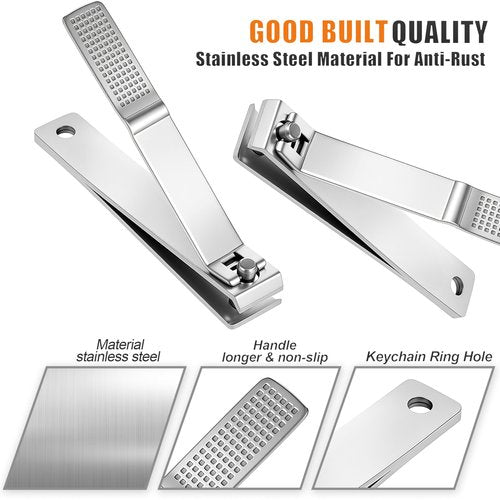 AVERZELLA 10-Pack Toenail Clippers, Straight Edge Toe Nail Clippers Bulk for Thick Nails Seniors, Large Stainless Steel Nail Clipper Set for Men Women Adults, 3.15 inch Long Handle (Silver)