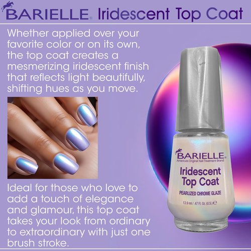 BARIELLE Iridescent Top Coat .47 oz. - Pearlized Chrome Glaze Nail Polish Top Coat