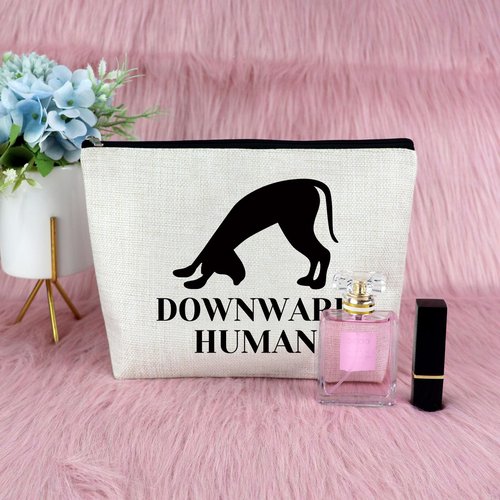 Sfodiary Yoga Gifts for Women Makeup Bag Yoga Lover Gift Cosmetic Bag Dog Lover Gift for Girl Mom Dog Themed Birthday Christmas Graduation Present for Women Friends Cosmetic Travel Pouch