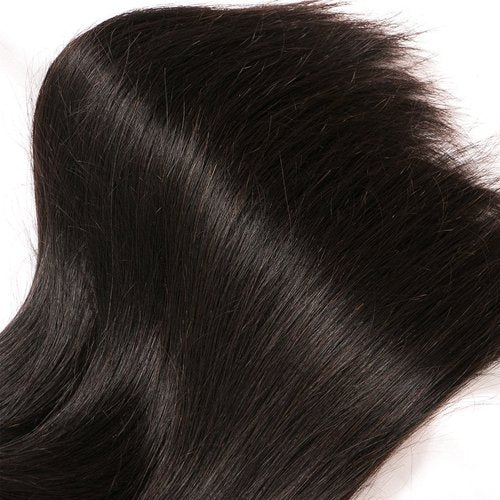 Straight Bundles Human Hair 10 12 14 Inch Human Hair Bundles Raw Thick Straight Hair 12A 100% Unprocessed Brazilian Virgin Hair Extension Double Weft Weave Natural Black, Keep Texture Silky Soft