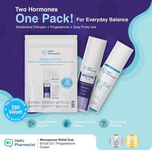 HelloPharmacist Biestro 5.0 BioIdentical Cream + Pro-g Relief Cream for Women | Pharmacist Formulated Brand |Topical Feminine Care Support Derived from Wild Yam for Balance & Wellness | 3oz + 3oz