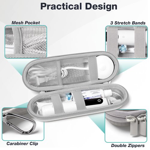 Nincha Hard Shell Electric Toothbrush Case - for Oral-B iO/Pro/Smart Series Bigger Size Travel Case Fits all Powered Toothbrushes and Accessories White
